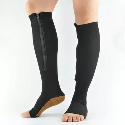 Zip-up compression socks