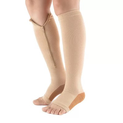 Zip-up compression socks